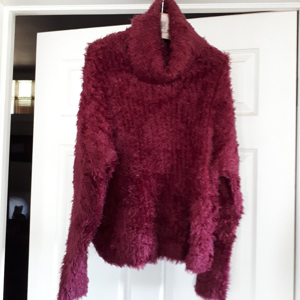 Sweater - Size Large - Purplish Burgundy -  Cowl Turtleneck
